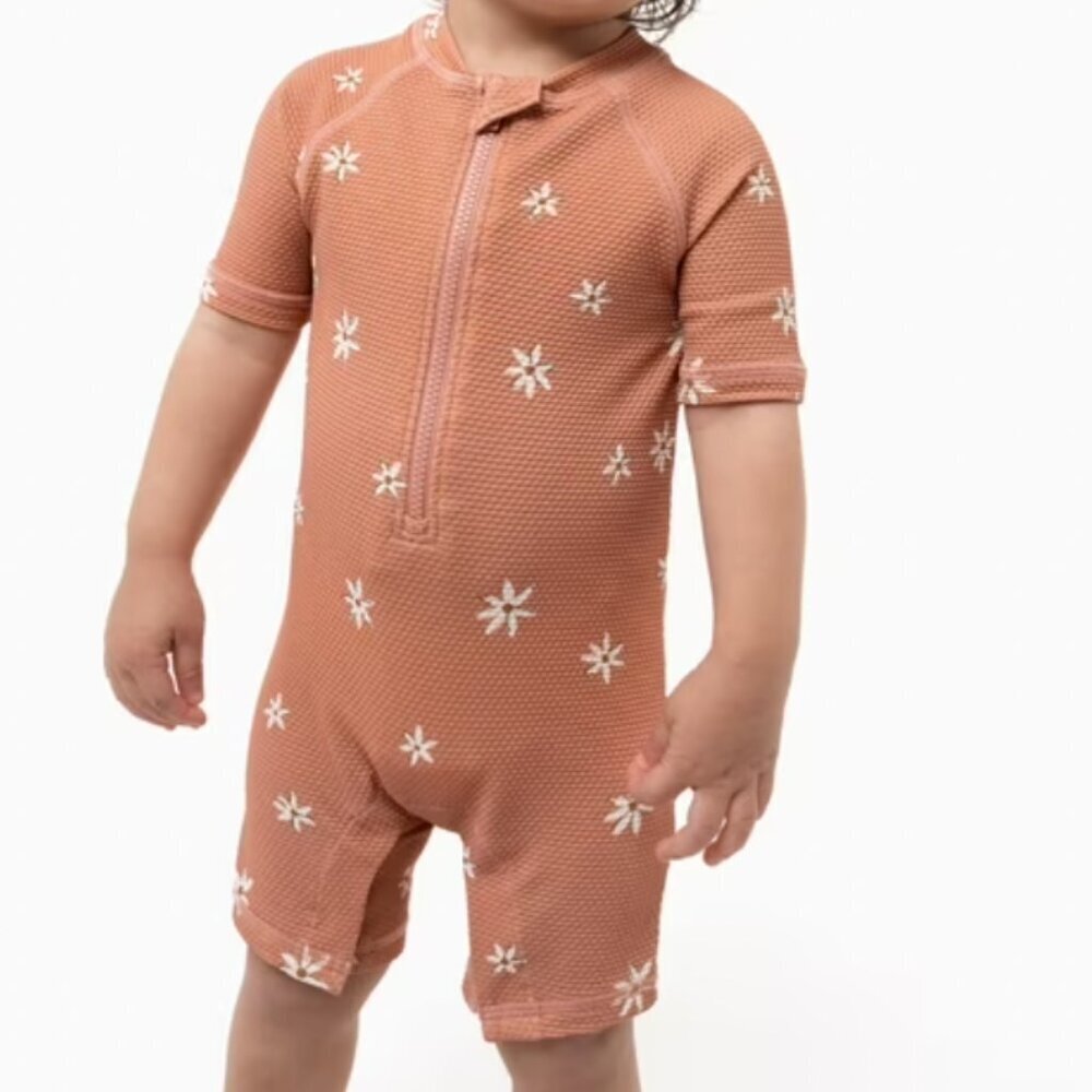 NWT Modern Moments by Gerber Baby Rash Guard Swimsuit Pink Floral Size 6-9M